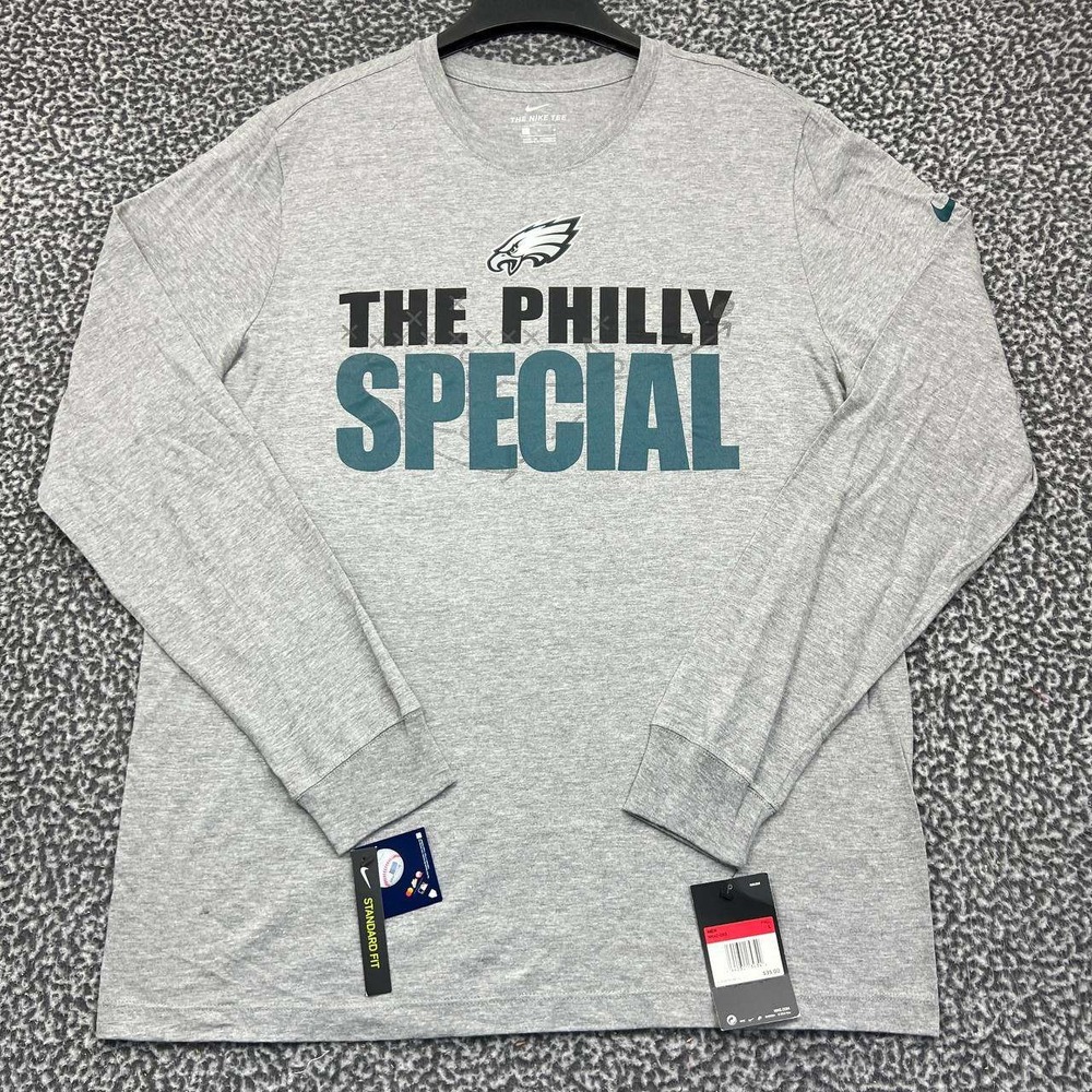 Nike Shirt Men Large Gray Philadelphia Eagles Long Sleeve Crew Neck New L